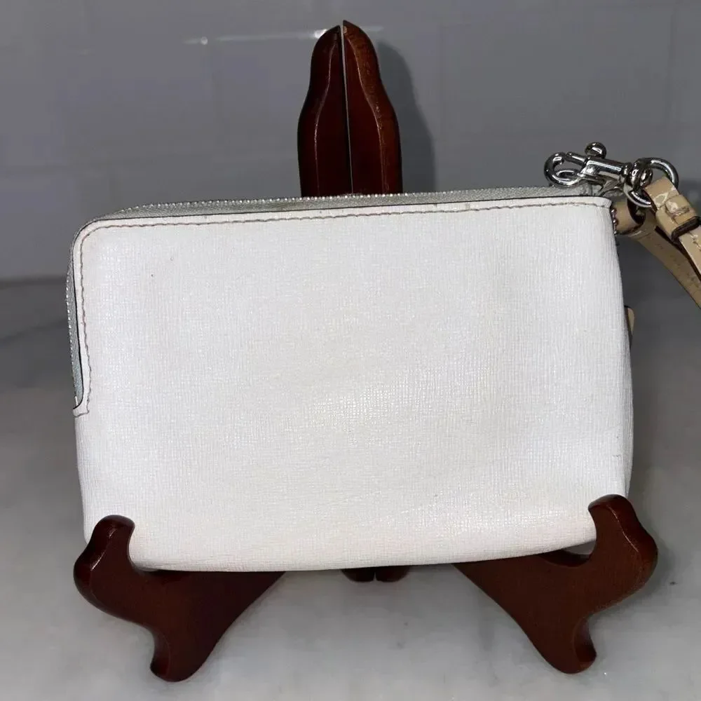 Coach Wristlet Bag Purse Cross Grain & Patent Leather Double Zipper Pouch Wallet